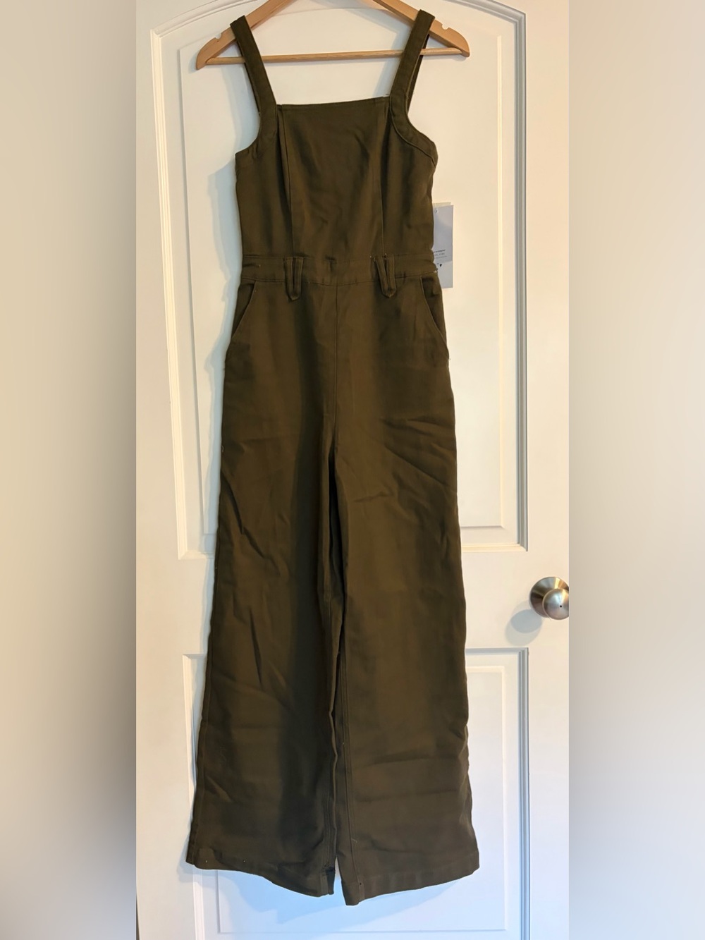 love, fire Women's Green Solid Strappy Sleeveless Square Neck Jumpsuit XS